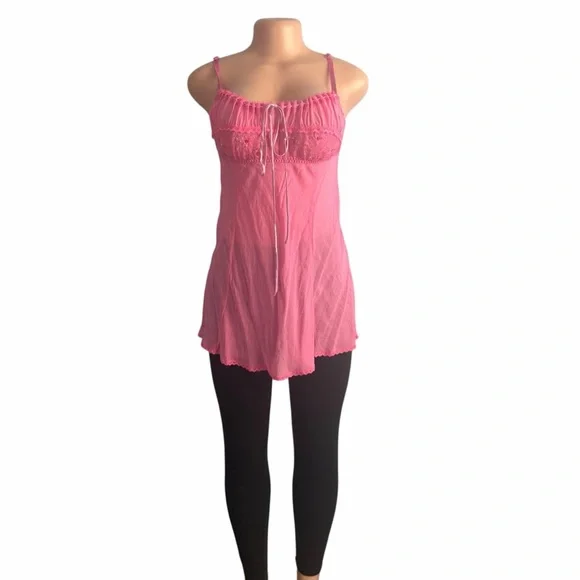 Victoria's Secret Y2K Pink Silk Babydoll Lingerie Milkmaid Lace - Picture 8 of 9